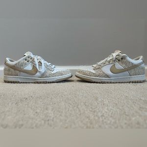 Nike Women’s Dunk Low, Size US 9.5, Linen/White color.